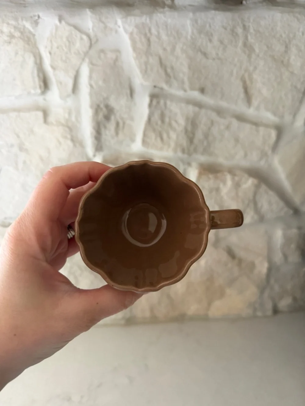 Hearth & Hand Brown Scalloped Ceramic Espresso Shot Mug - Picture 2 of 3